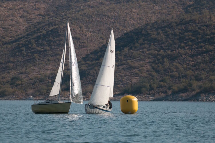 Wrinkle Boats Rounding the East Mark